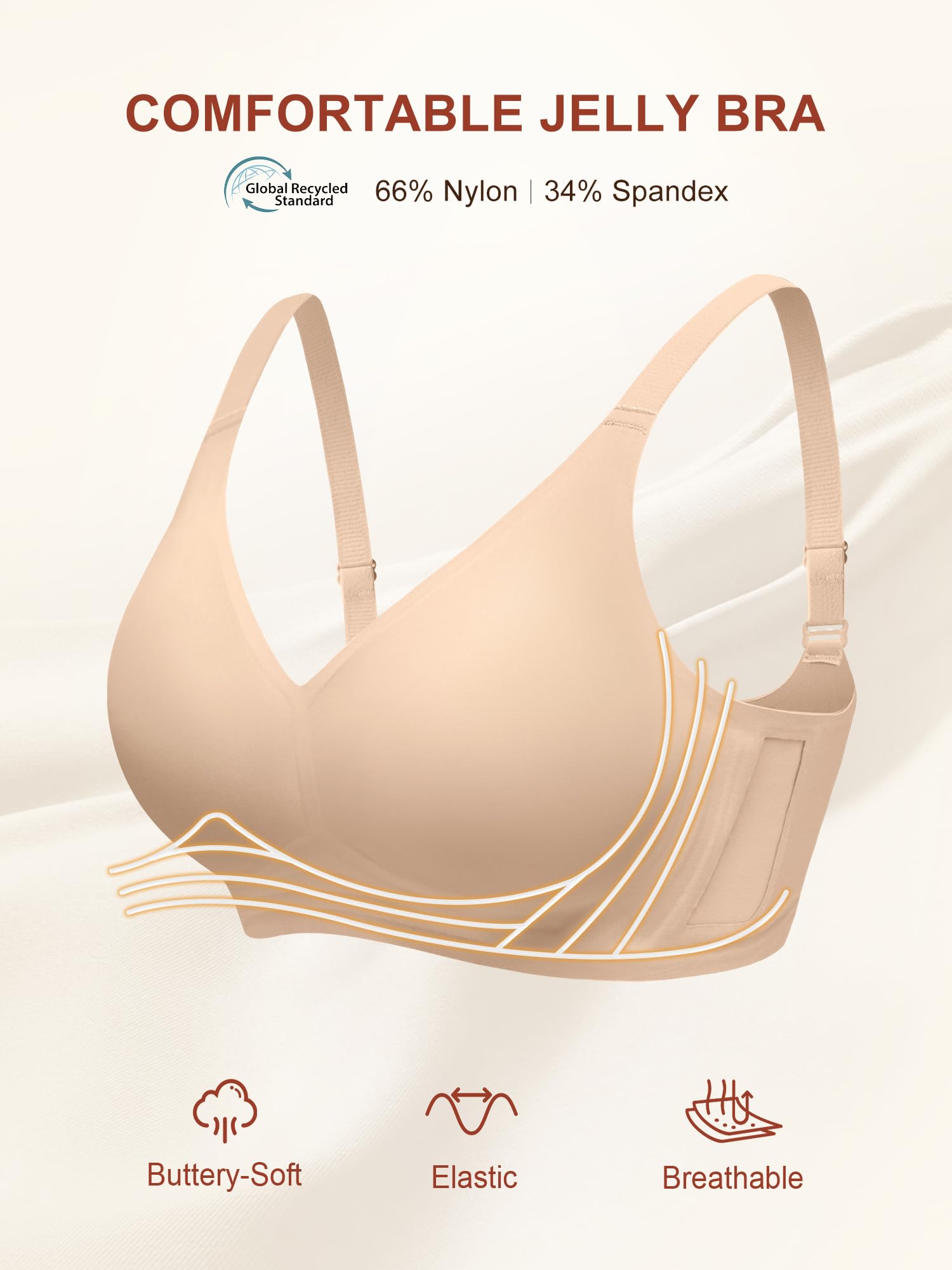 Seamless Comfortable Bras for Women with Jelly No Underwire - S-2XL