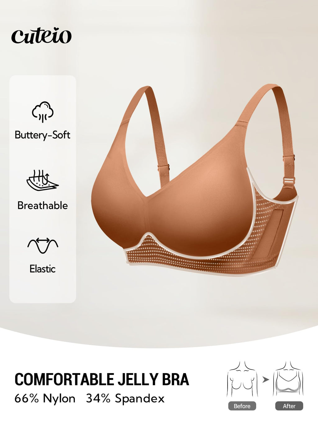 Seamless Comfortable Bras for Women with Jelly No Underwire - S-2XL