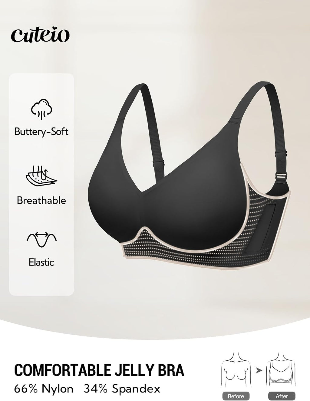 Seamless Comfortable Bras for Women with Jelly No Underwire - S-2XL