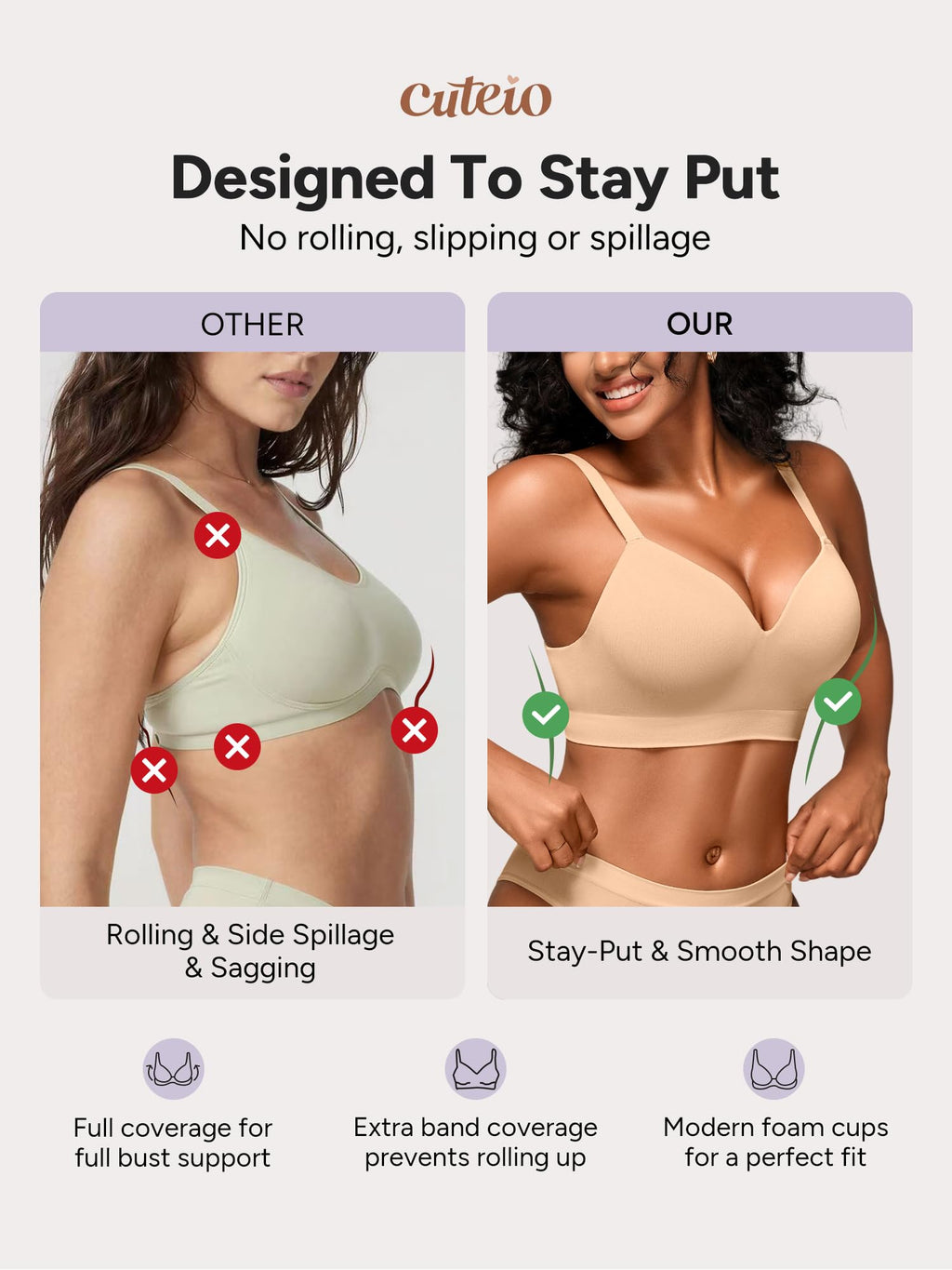 Wireless Bras for Women No Underwire with Support - S-3XL