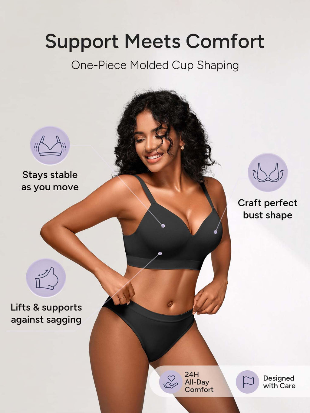 Wireless Bras for Women No Underwire with Support - S-3XL