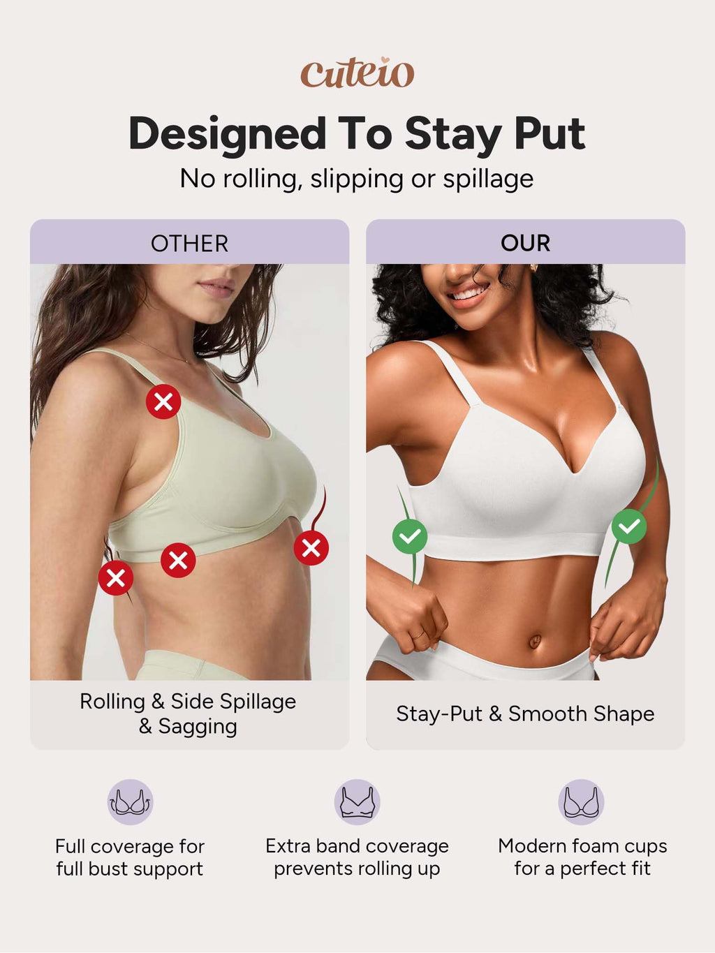 Wireless Bras for Women No Underwire with Support - S-3XL