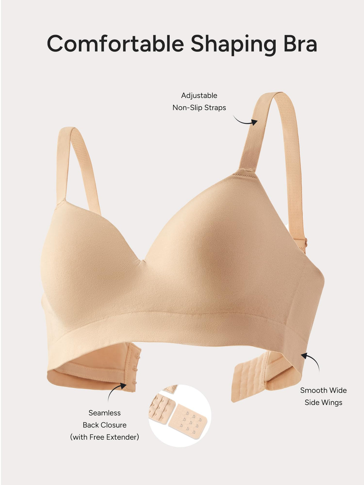 Wireless Bras for Women No Underwire with Support - S-3XL