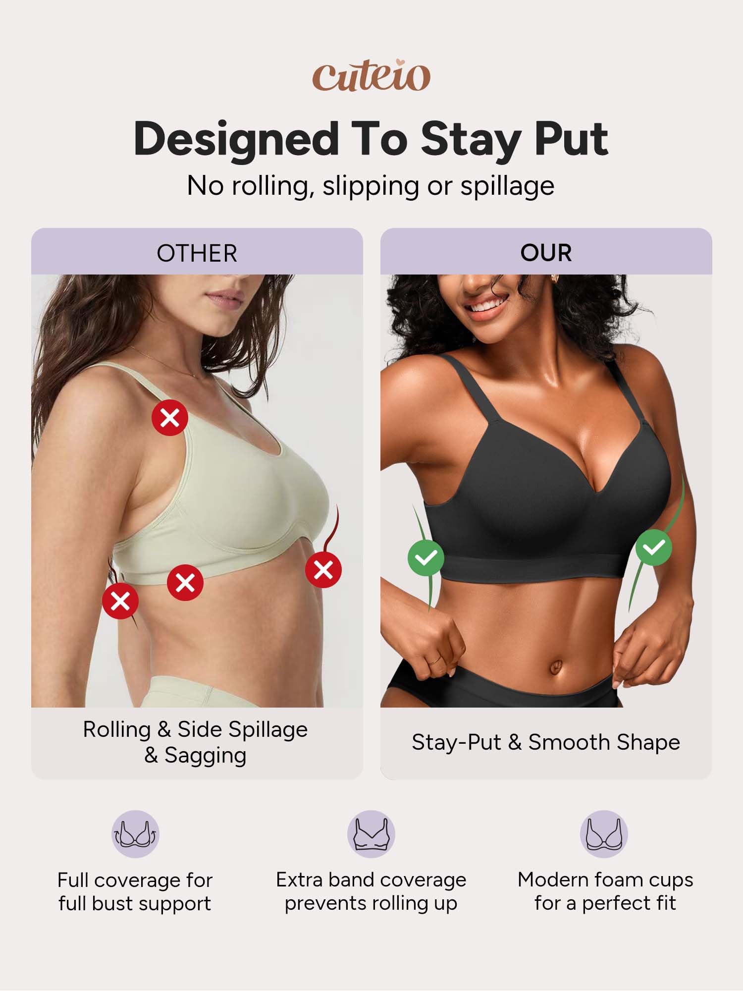 Wireless Bras for Women No Underwire with Support - S-3XL