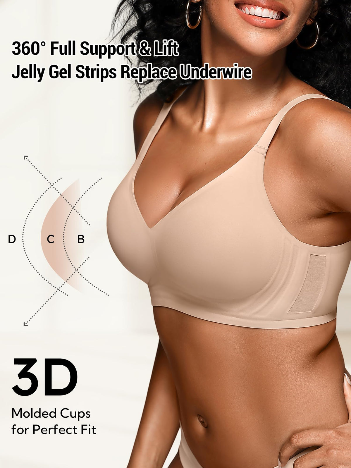 Seamless Comfortable Bras for Women with Jelly No Underwire - S-2XL