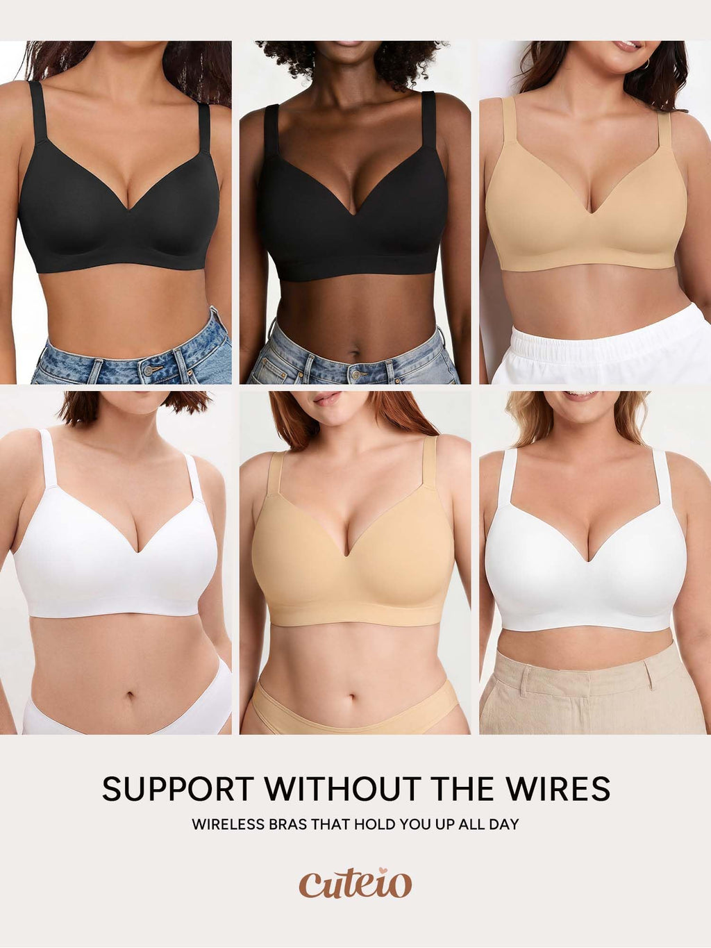 Wireless Bras for Women No Underwire with Support - S-3XL